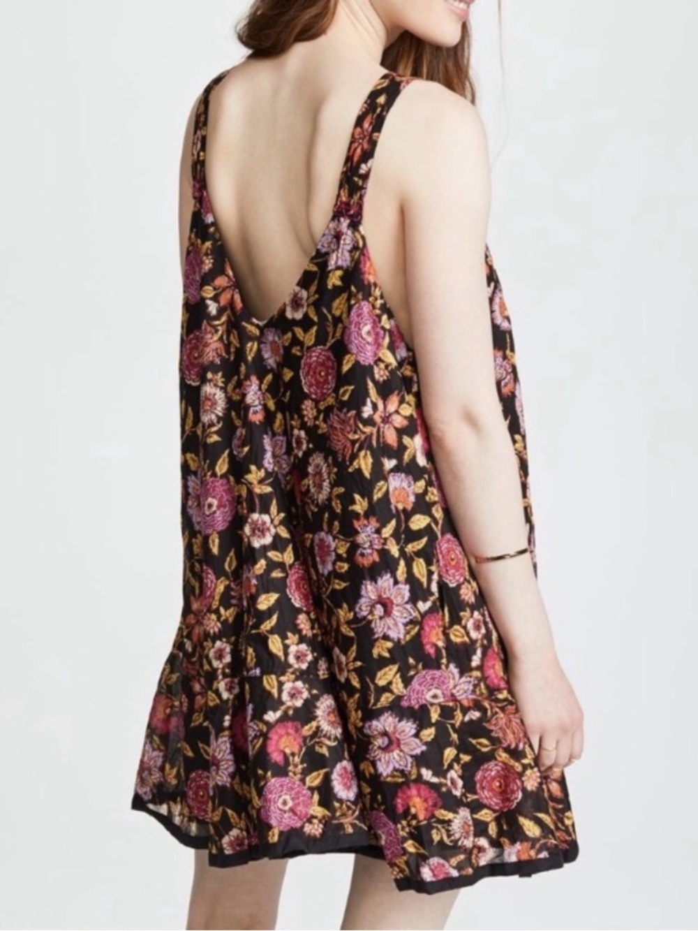 Free People Oh Baby Floral Mini Dress Black Multicolor Boho XS - Picture 3 of 8